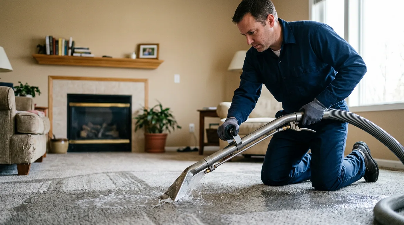Water damage restoration technician working near North Highlands, CA